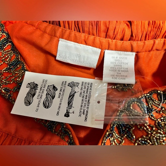 SOFT SURROUNDINGS Orange tie dye embellished waist maxi skirt size S. - Picture 8 of 11